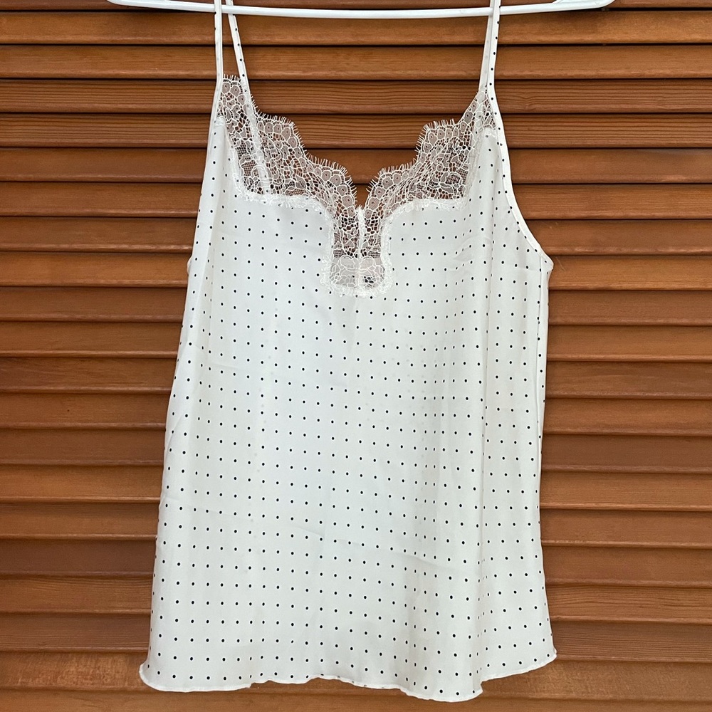 Polka dot silk tank top